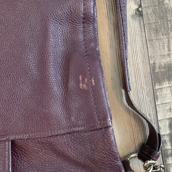 Coach Chicago Burgandy Purple Pebble Leather Hobo Crossbody Bag, Large purse. - Picture 6 of 8